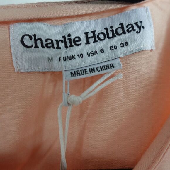 Charlie Holiday Womens Tiered Peach Maxi Dress Size 6 - Picture 7 of 8